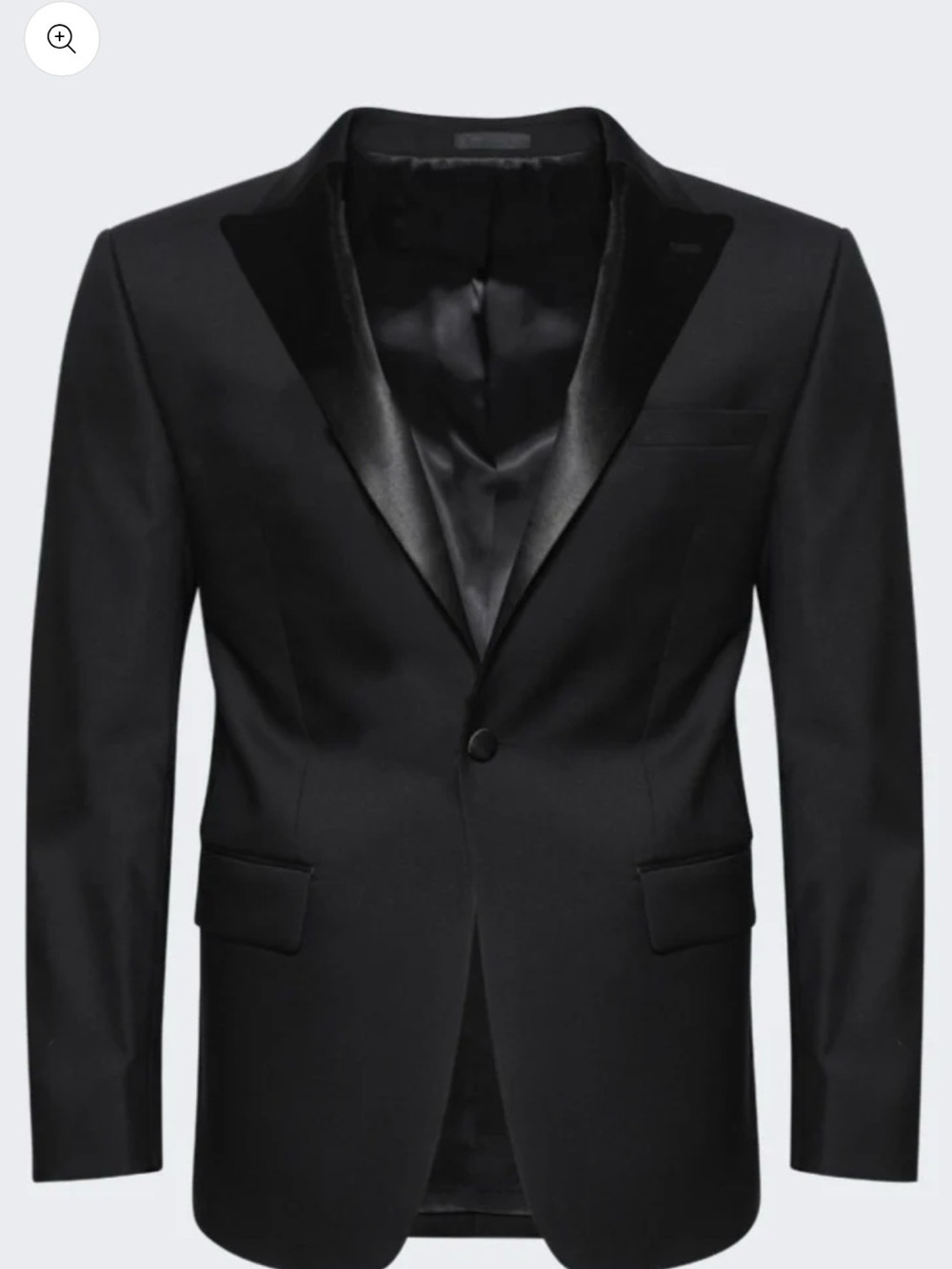 9 To 5 Black Satin Peak-Lapel Tuxedo Jacket
